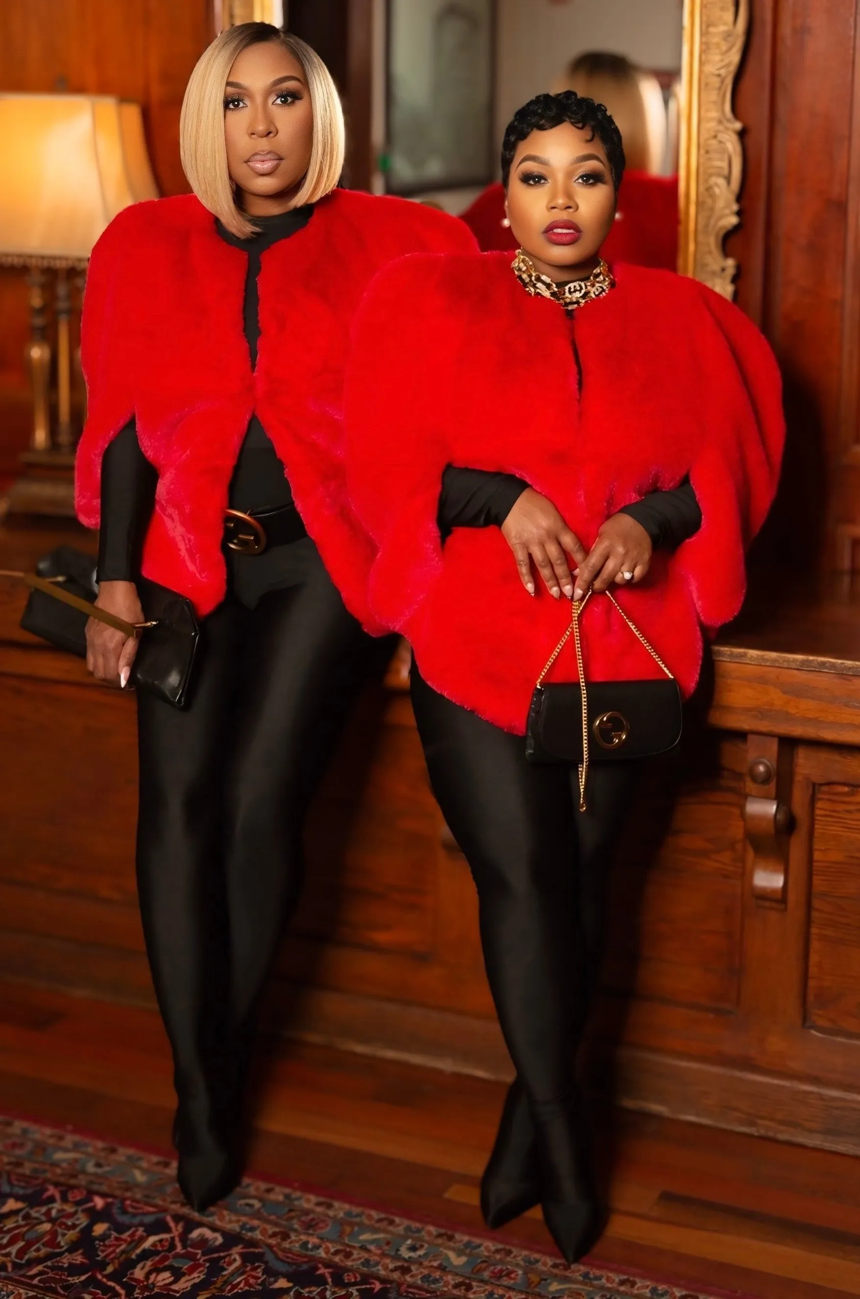 Lisa Statement Heart Luxe Red Fur Coat
