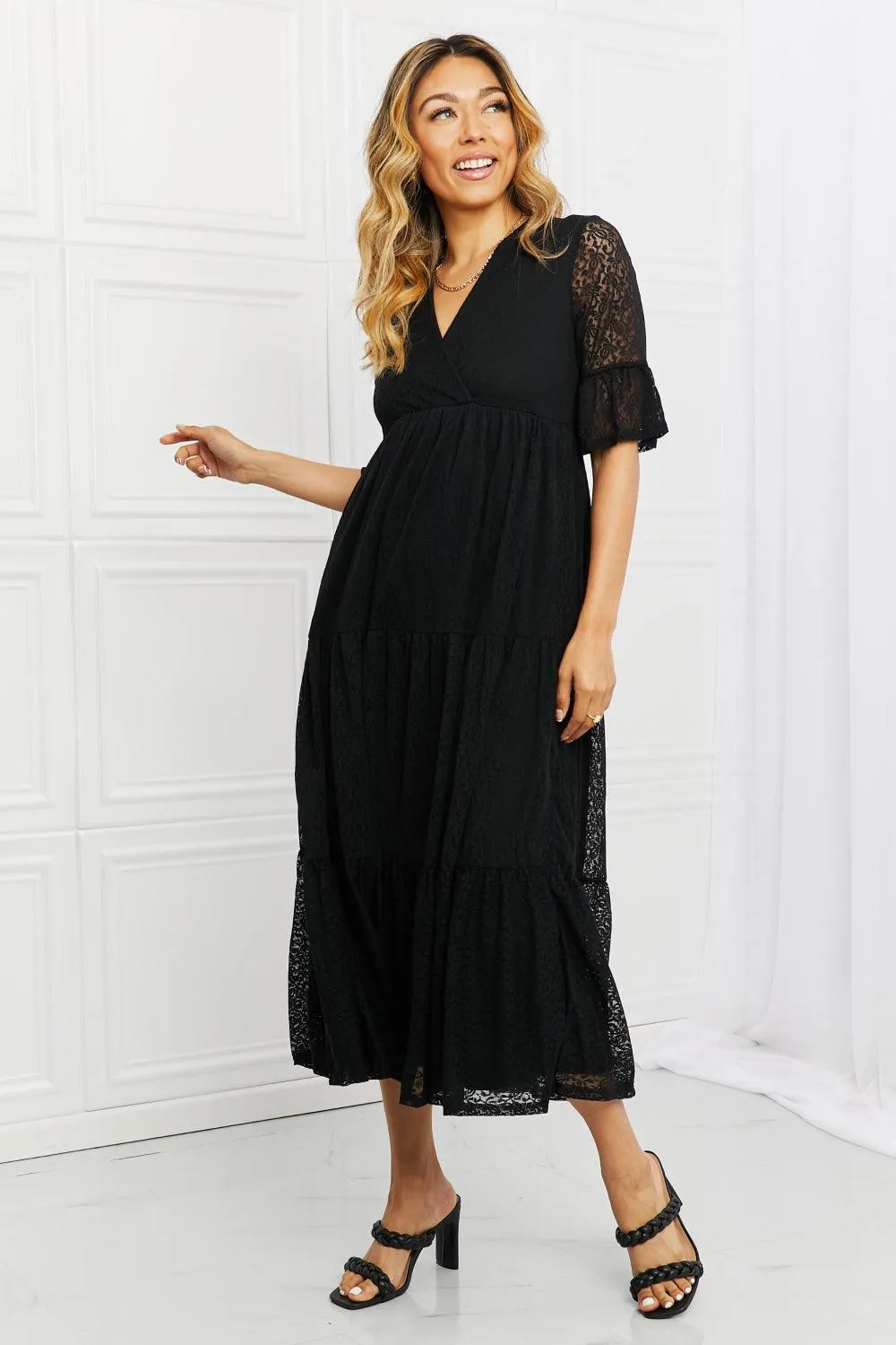 Lovely Lace Black Tiered Dress