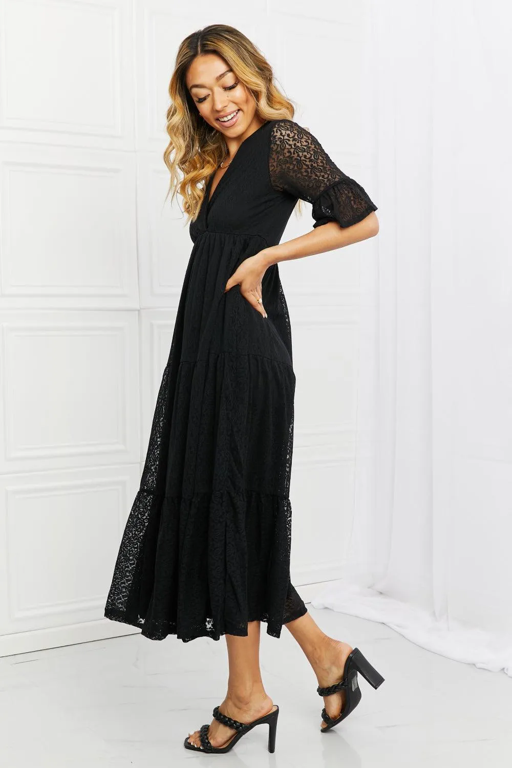 Lovely Lace Black Tiered Dress