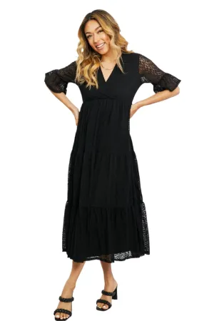 Lovely Lace Black Tiered Dress