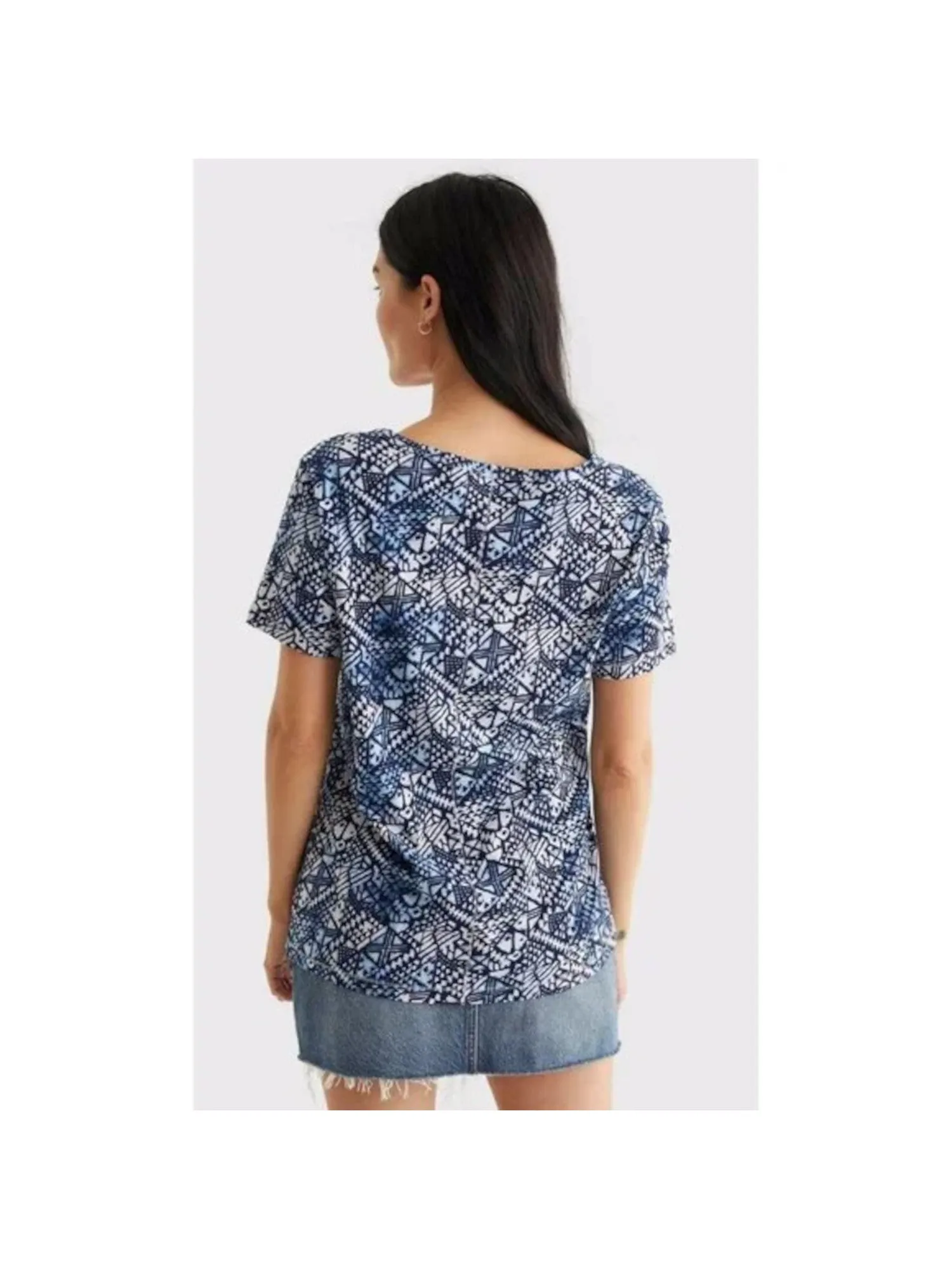 LUCKY BRAND Womens White Printed Short Sleeve V Neck T-Shirt Size M