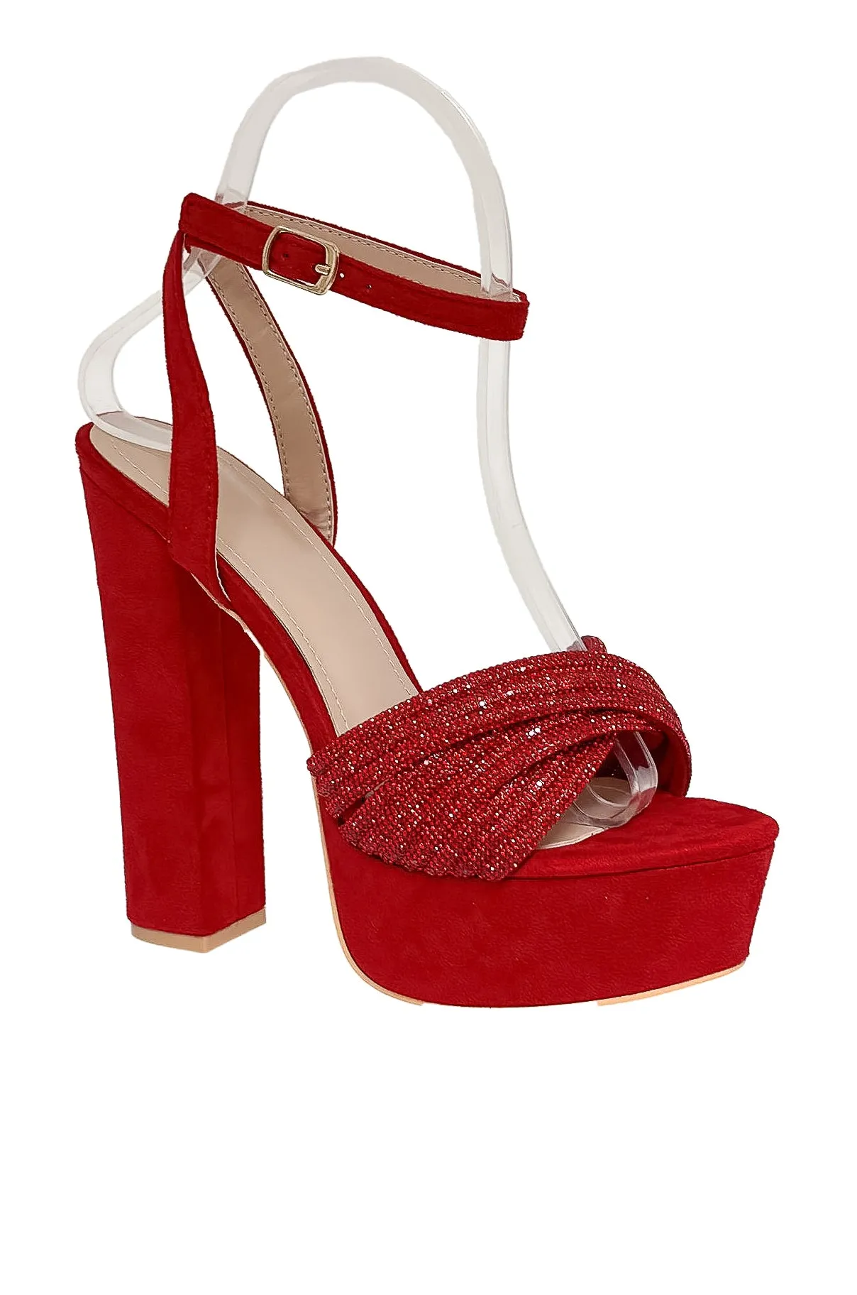Luminous - Rhinestones Strap Platform High Heels
