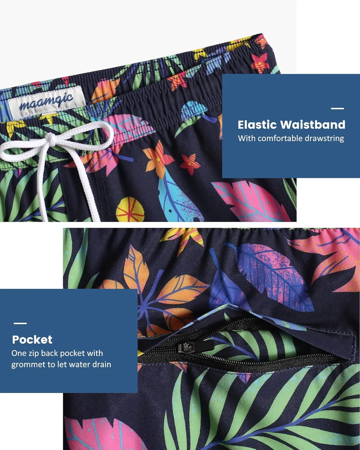 maamgic Mens 5 Inch Stretch Swimming Shorts Compression Liner Swim Trunks Swimwear Bathing Suits Beach Wear Swim Suits
