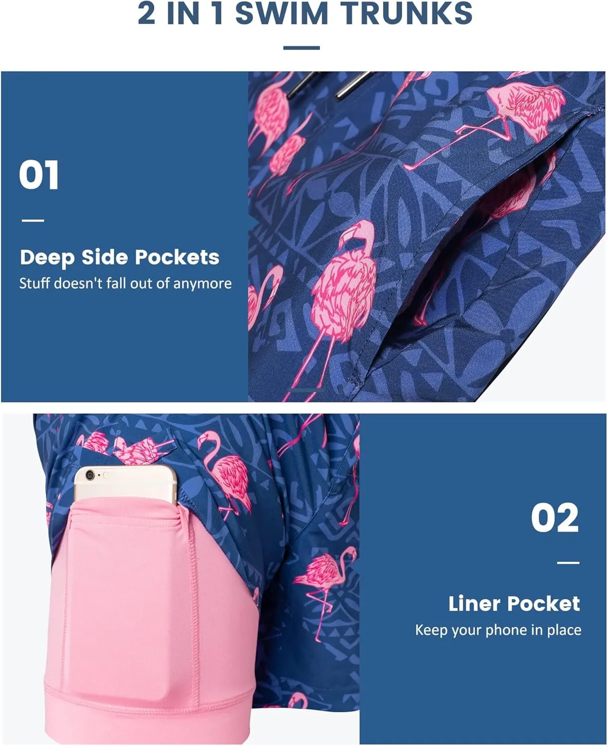 maamgic Mens 5 Inch Stretch Swimming Shorts Compression Liner Swim Trunks Swimwear Bathing Suits Beach Wear Swim Suits