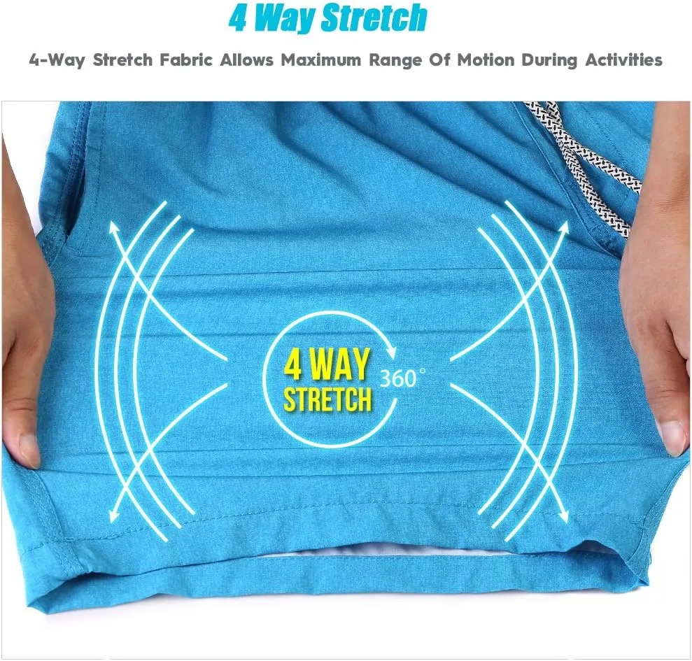 maamgic Mens 7" Stretch Swim Trunks Quick Dry Mesh Lining Swimwear Bathing Suits