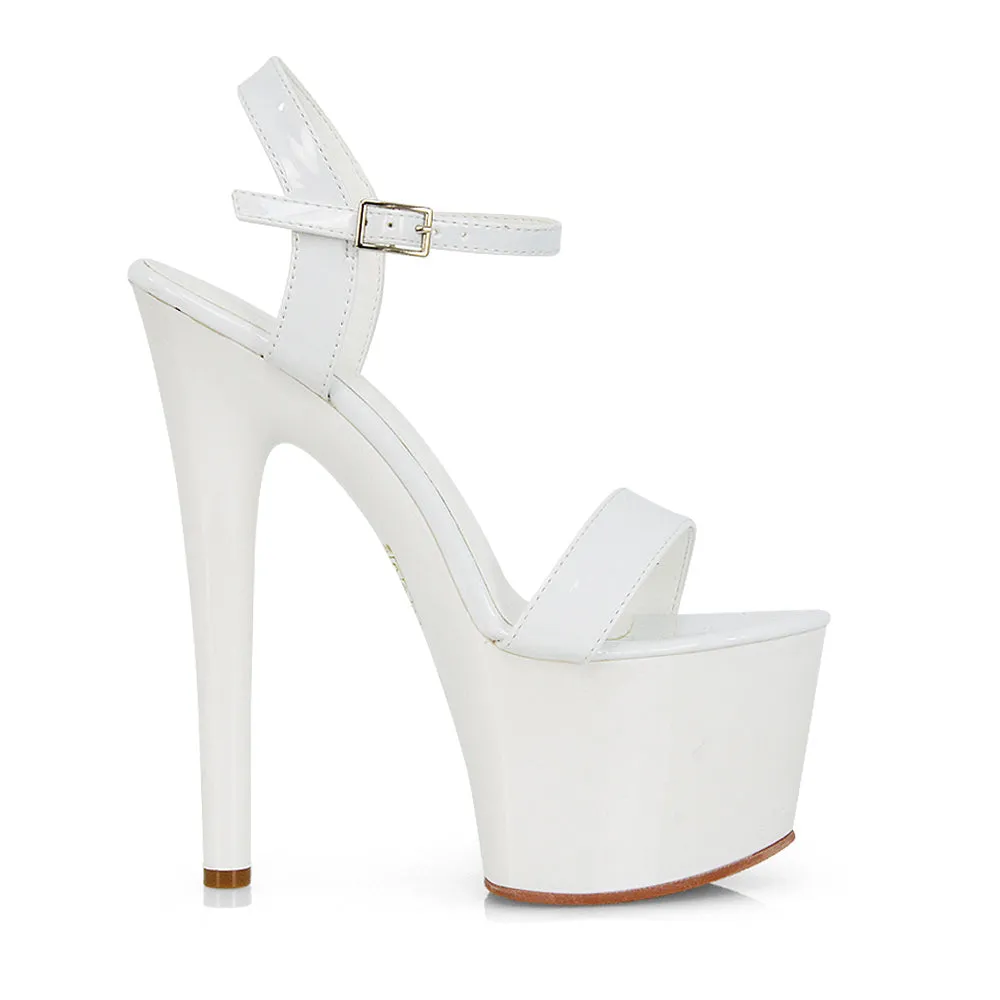 Matilda Statement Strappy Sky High Stiletto Platform Heels in Gold Glitter