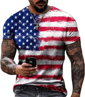 Men's Short Sleeve Patriotic American Design with Eagle and Flag Premium T-Shirt