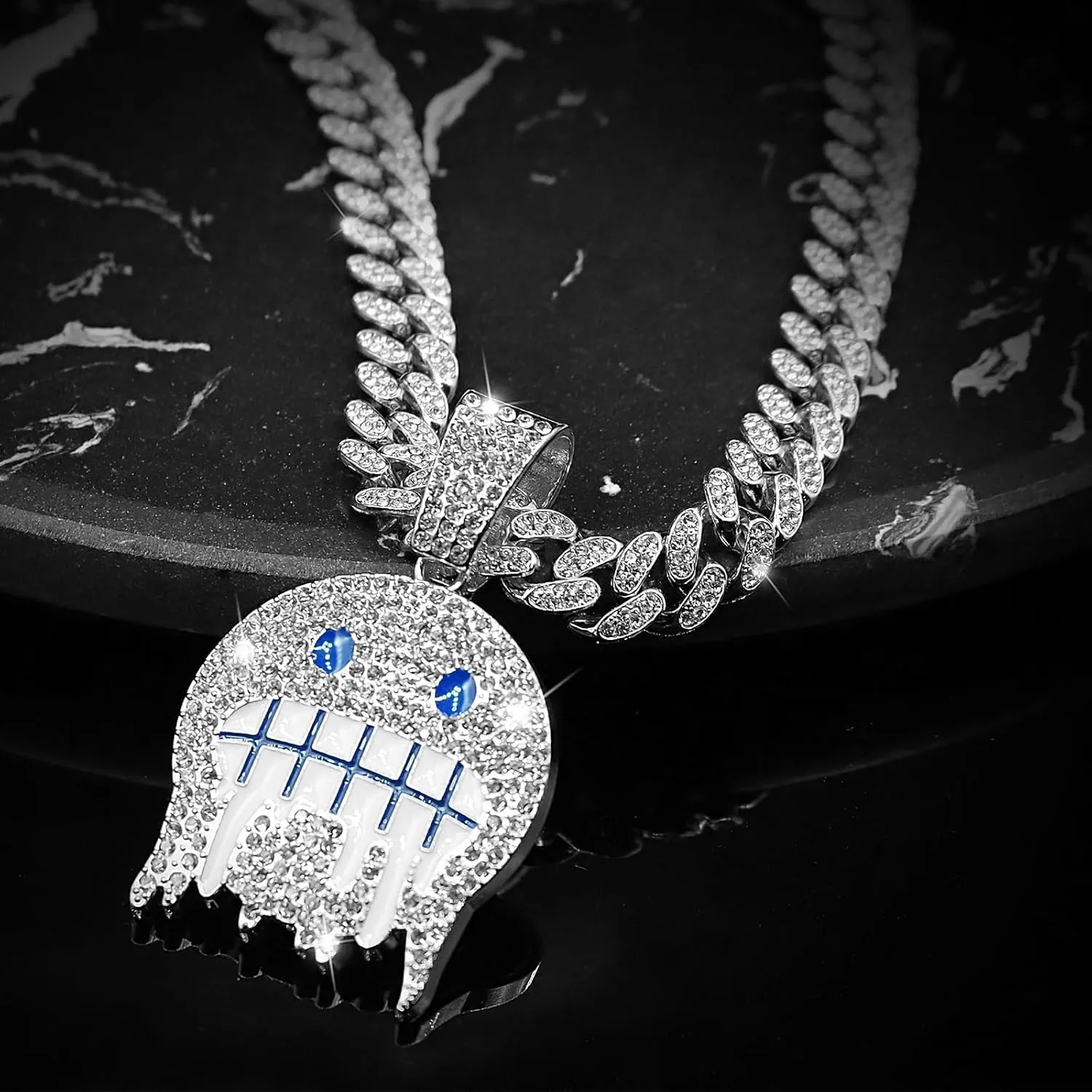 Miami Mens Cuban Link Chain Silver Gold Plated Bling Cuban Necklace Diamond Chain for Men iced out chain Hip Hop Jewelry