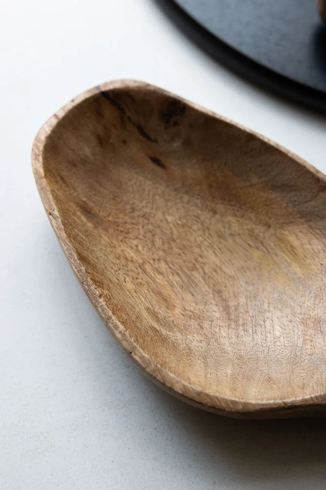 Natural Wood Carved Serving Dish