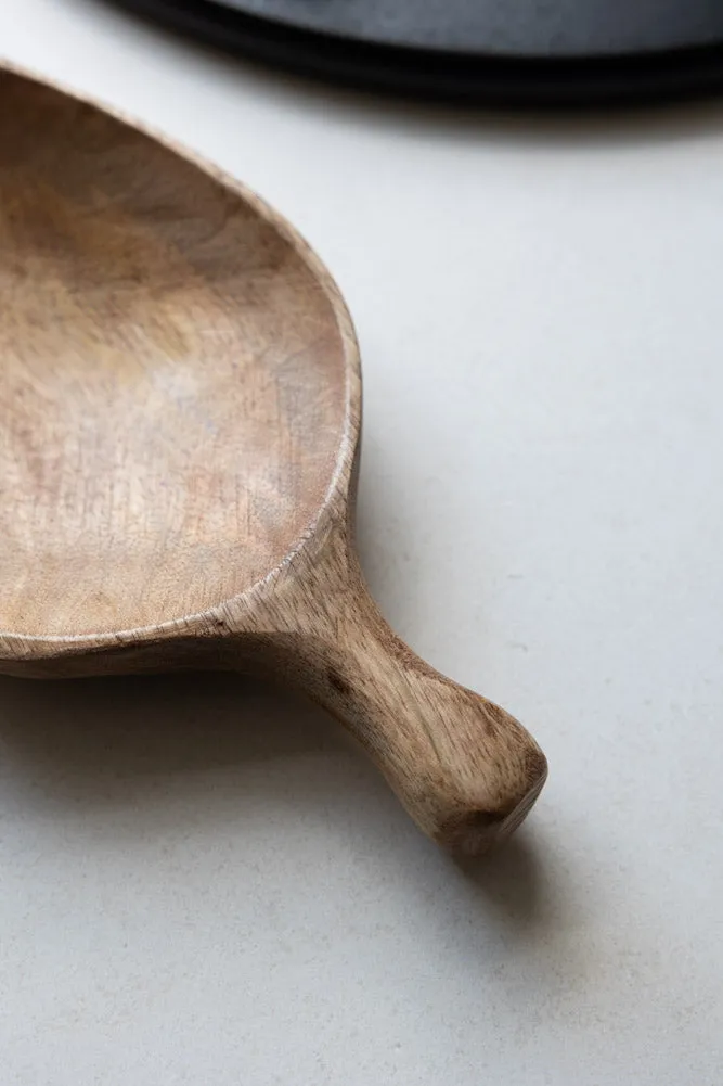 Natural Wood Carved Serving Dish