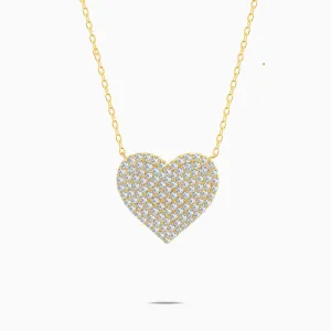 Pave´ Diamonds Love Necklace in Yellow Gold