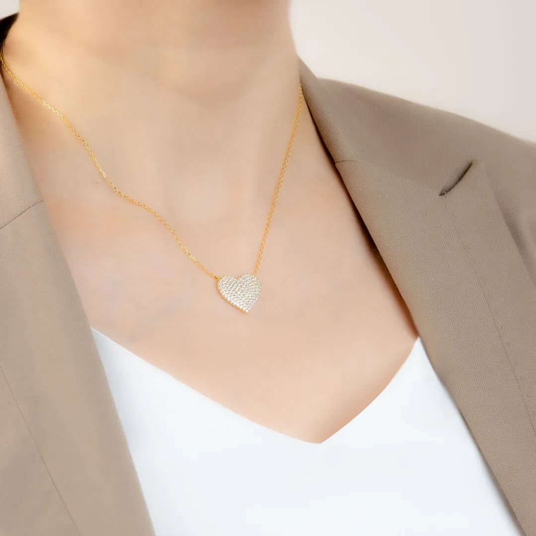 Pave´ Diamonds Love Necklace in Yellow Gold