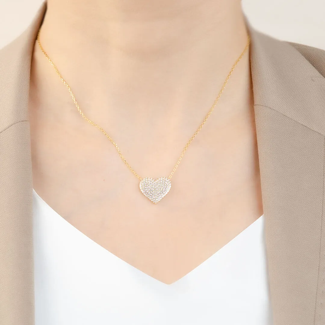 Pave´ Diamonds Love Necklace in Yellow Gold