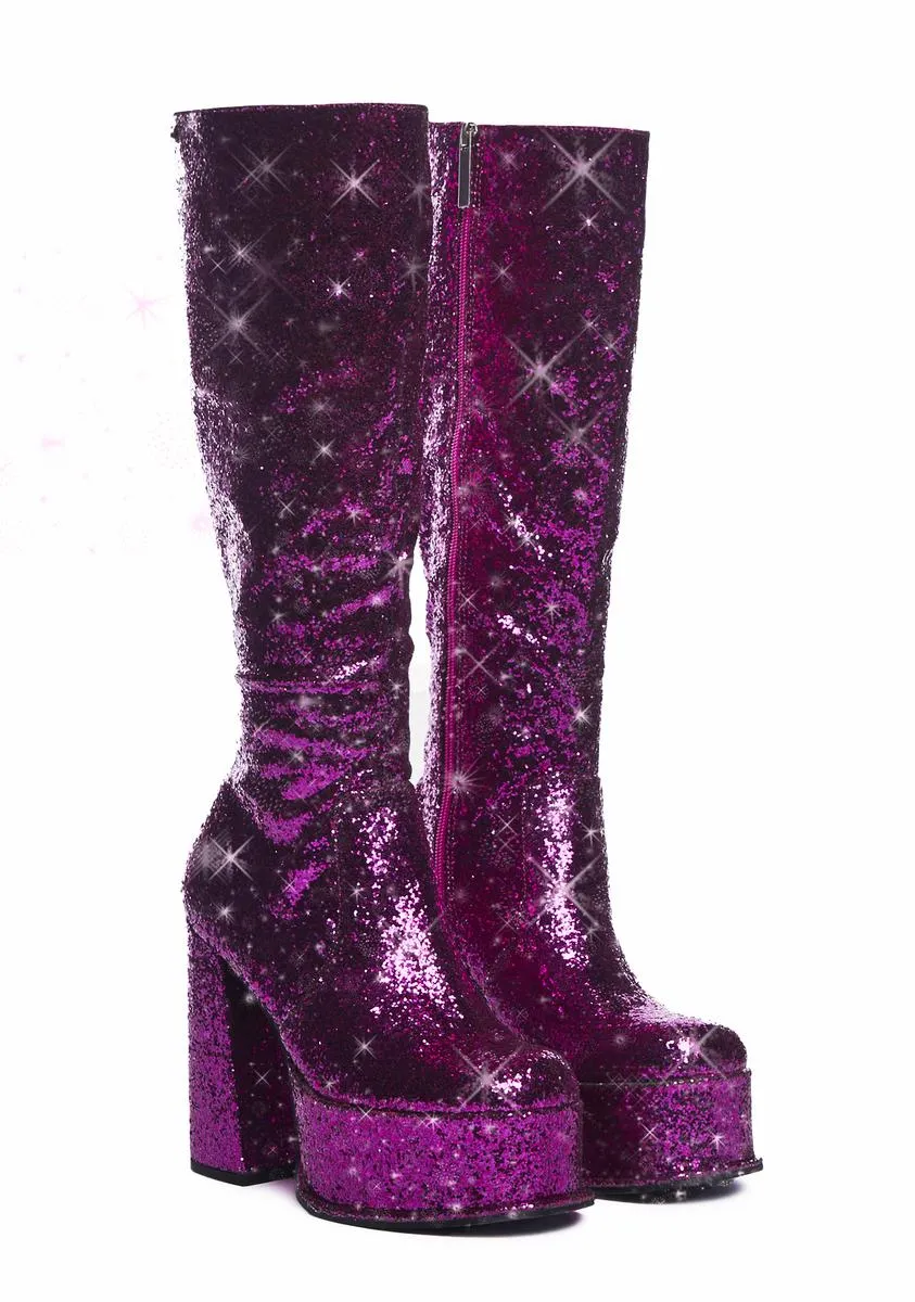 Pink Kia Knee High Boots