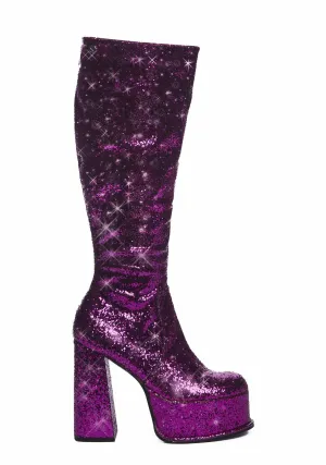 Pink Kia Knee High Boots