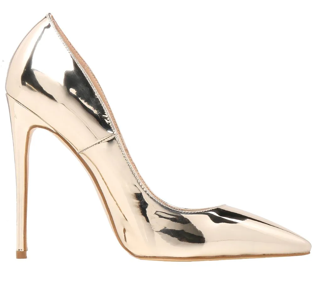 Pointed Toe 12cm / 10cm High Heels Glitter Patent Party Pumps for Woman