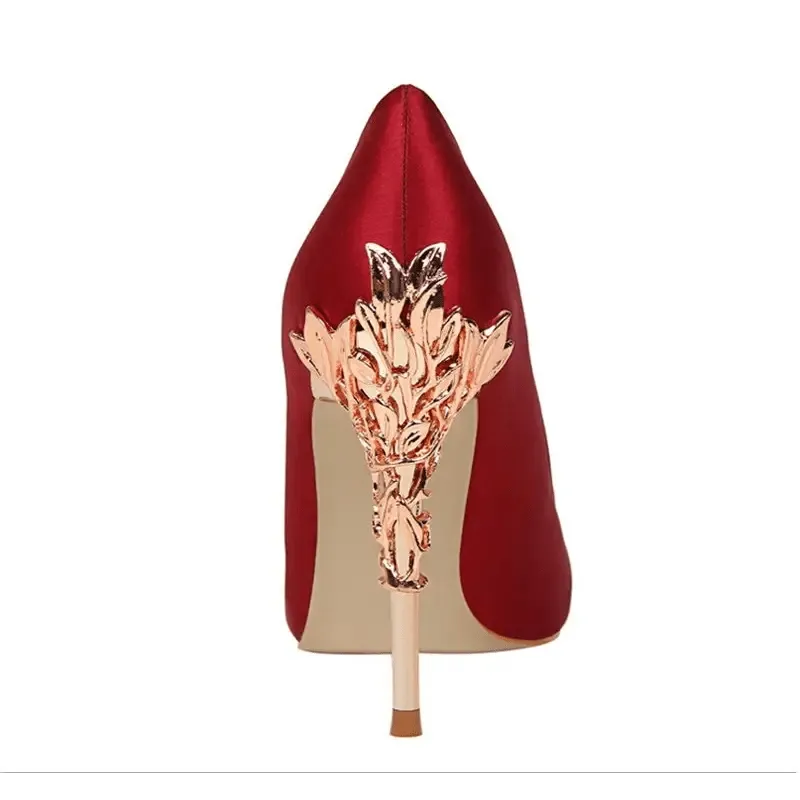 Pointy Silver High Heels - Satin, 10CM Heel, 1CM Platform