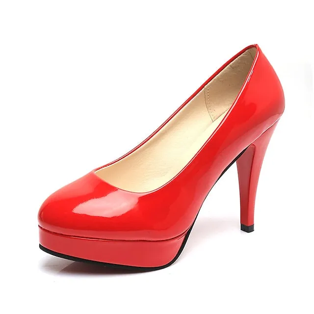 Purpdrank - Women's Heels High Heels Platform Stiletto Heel PU Loafer Solid Colored Black White Red