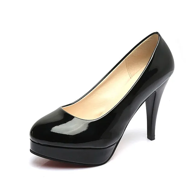 Purpdrank - Women's Heels High Heels Platform Stiletto Heel PU Loafer Solid Colored Black White Red
