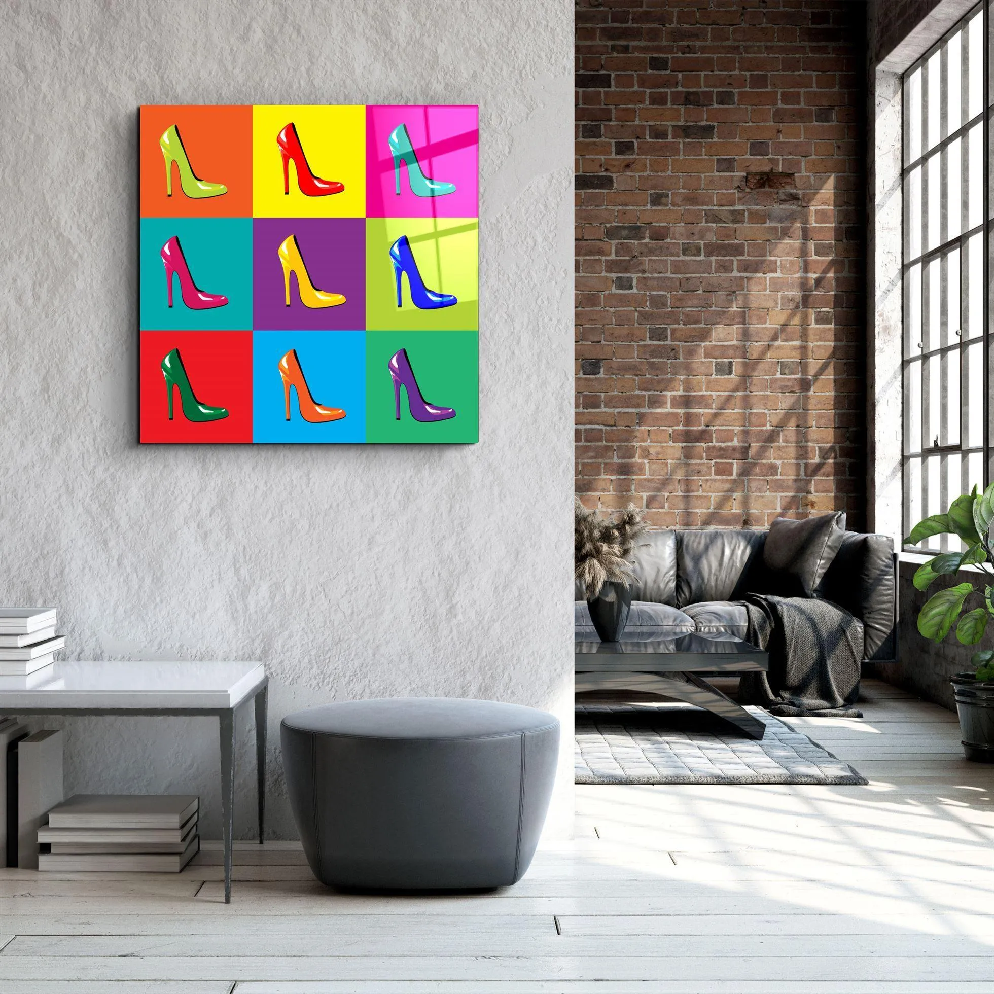 ・"Colorful Shoes"・Glass Wall Art