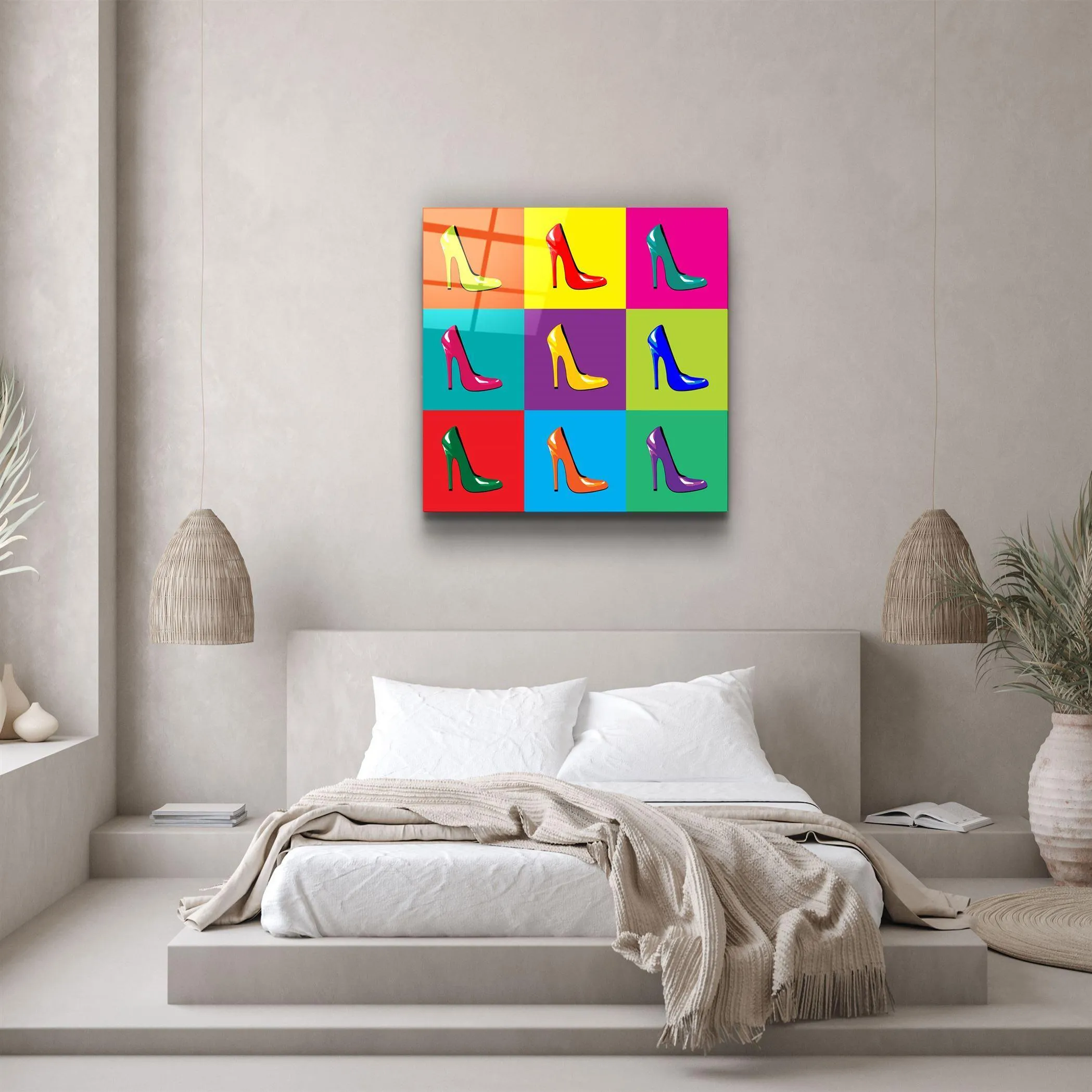・"Colorful Shoes"・Glass Wall Art