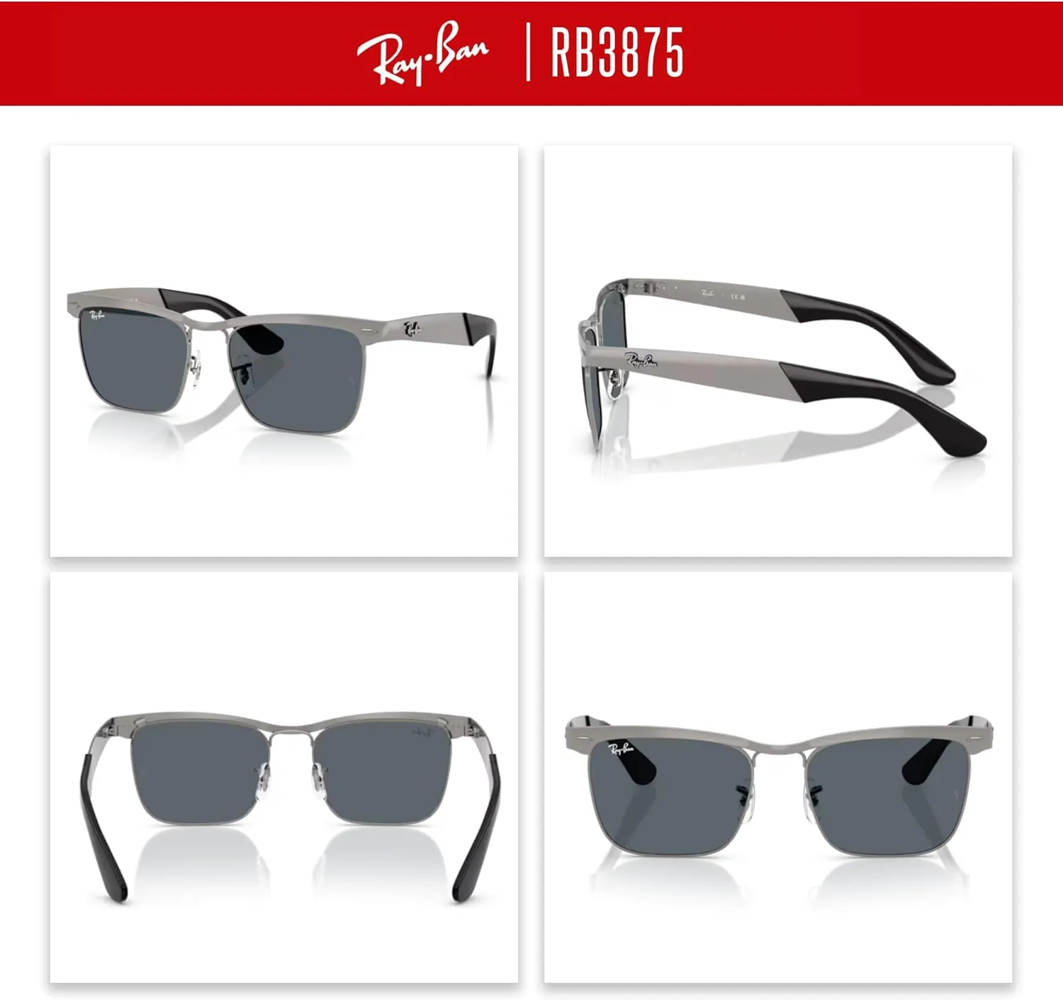 Ray-Ban RB3875 Wayfarer Deluxe Square Sunglasses For Men For Women   BUNDLE With Designer iWear Complimentary Eyewear Kit