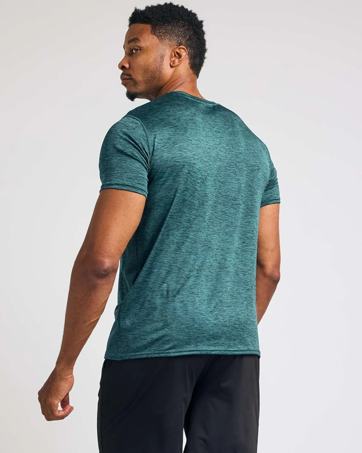 Real Essentials 5 Pack: Men??s V-Neck Dry-Fit Moisture Wicking Active Athletic Tech Performance T-Shirt