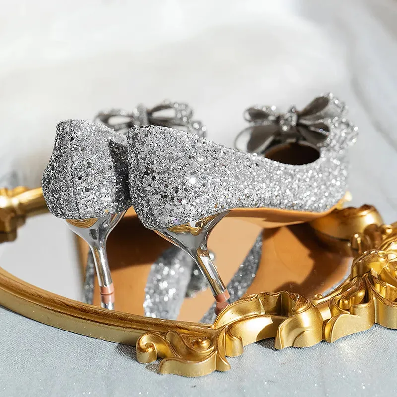 Shiny Diamond Bow Knot Heels