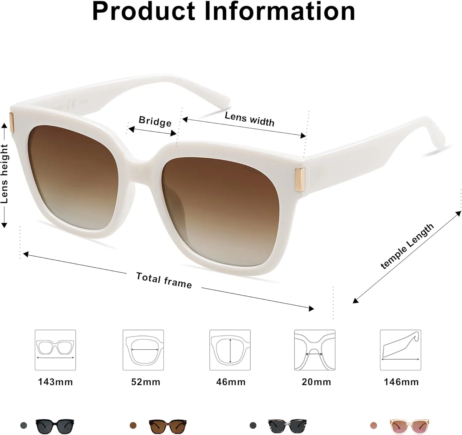 SOJOS Classic Polarized Sunglasses for Women Men Trendy Square Frame SJ2149