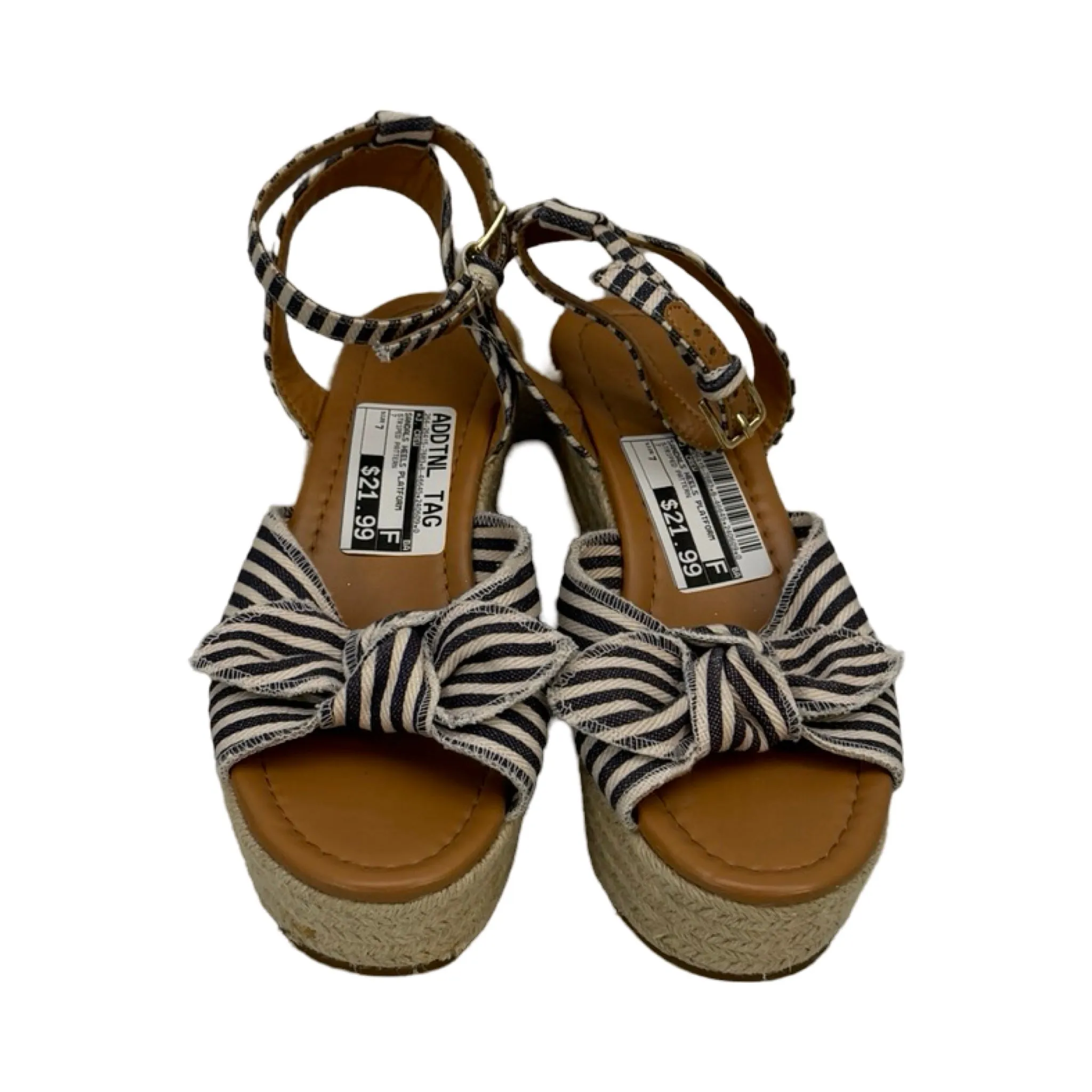 Striped Pattern Sandals Heels Platform J. Crew, Size 7