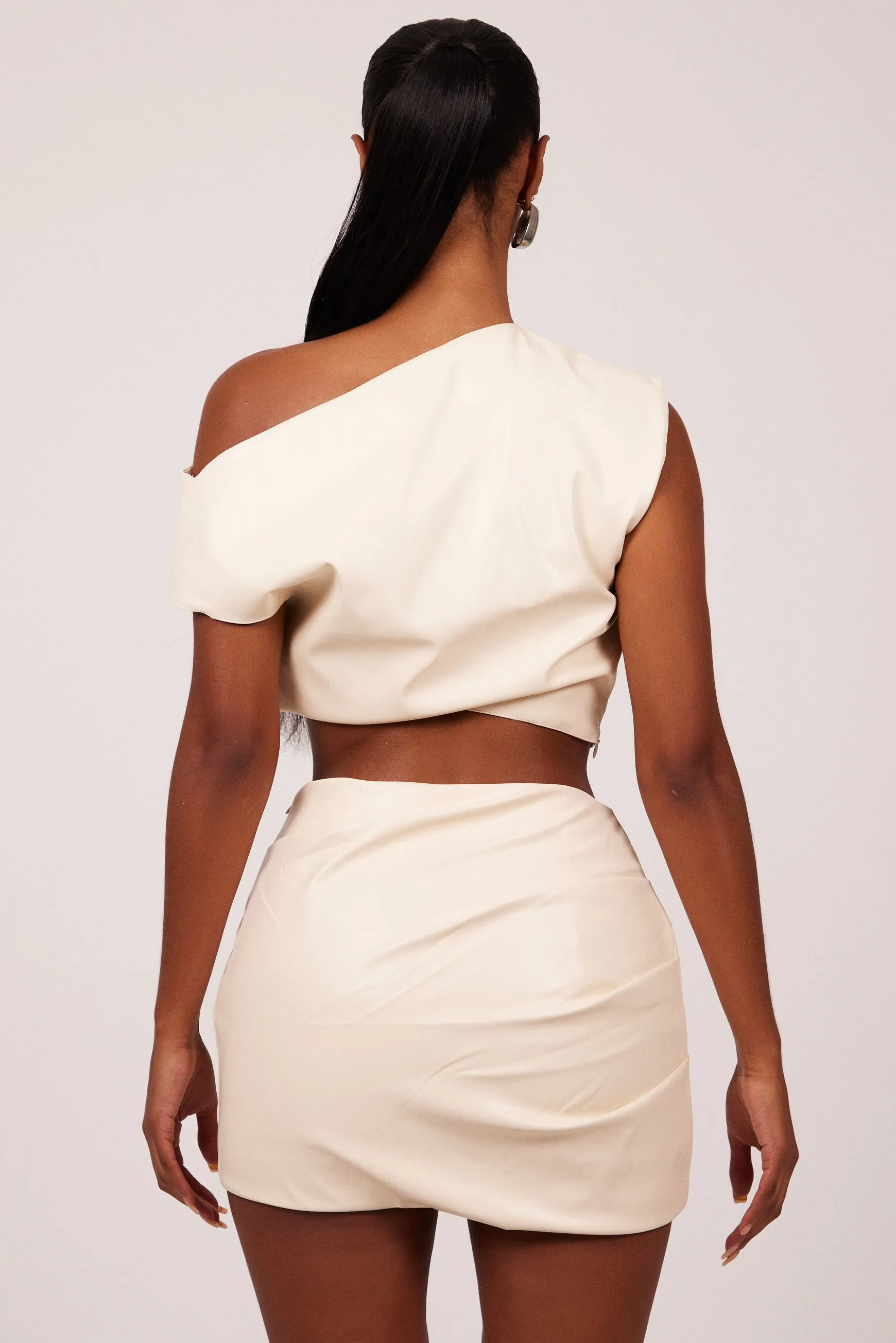 The Leather Drape Set - Cream