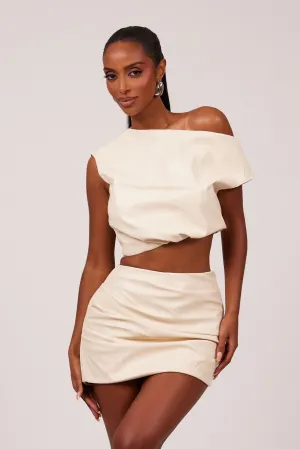 The Leather Drape Set - Cream
