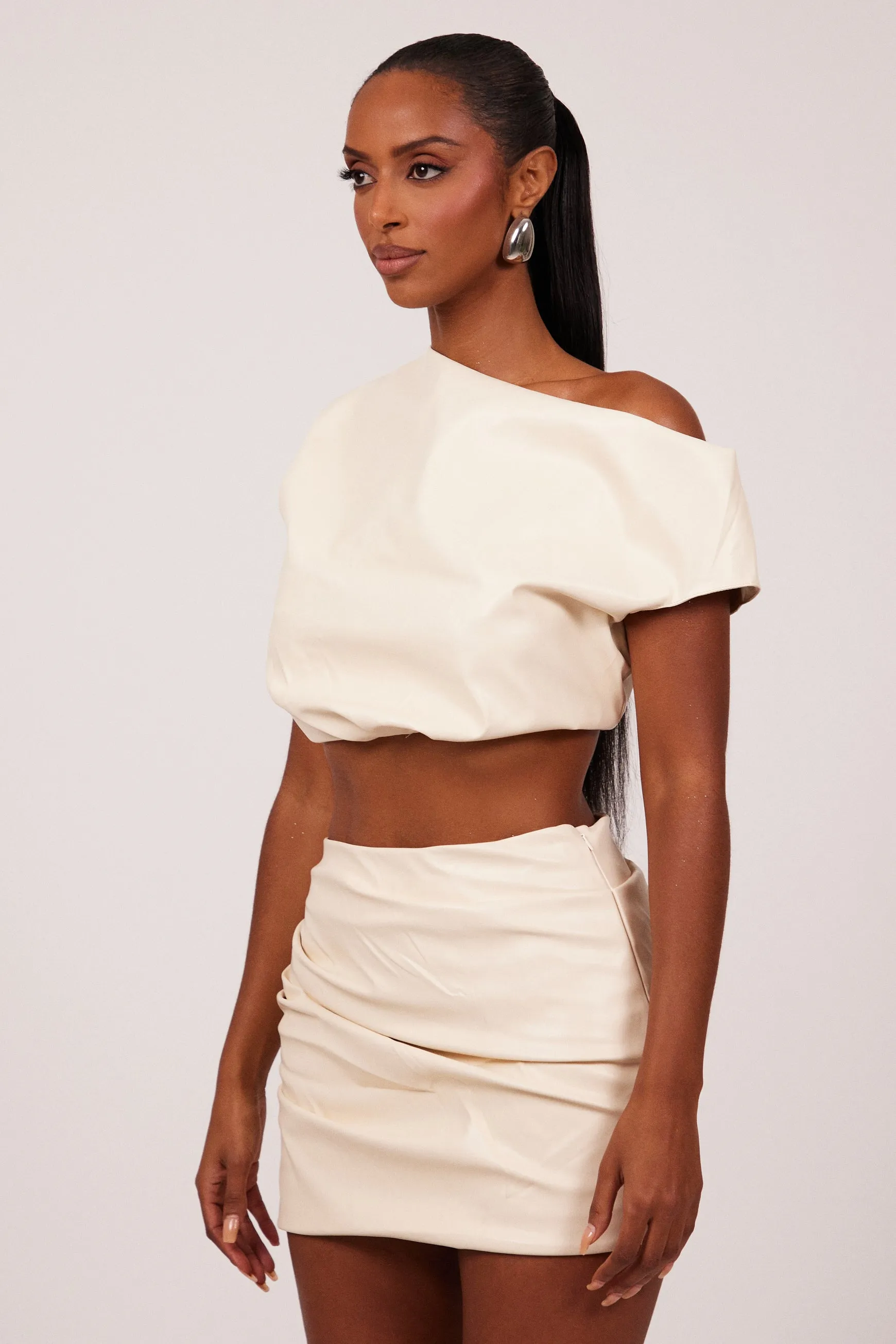 The Leather Drape Set - Cream