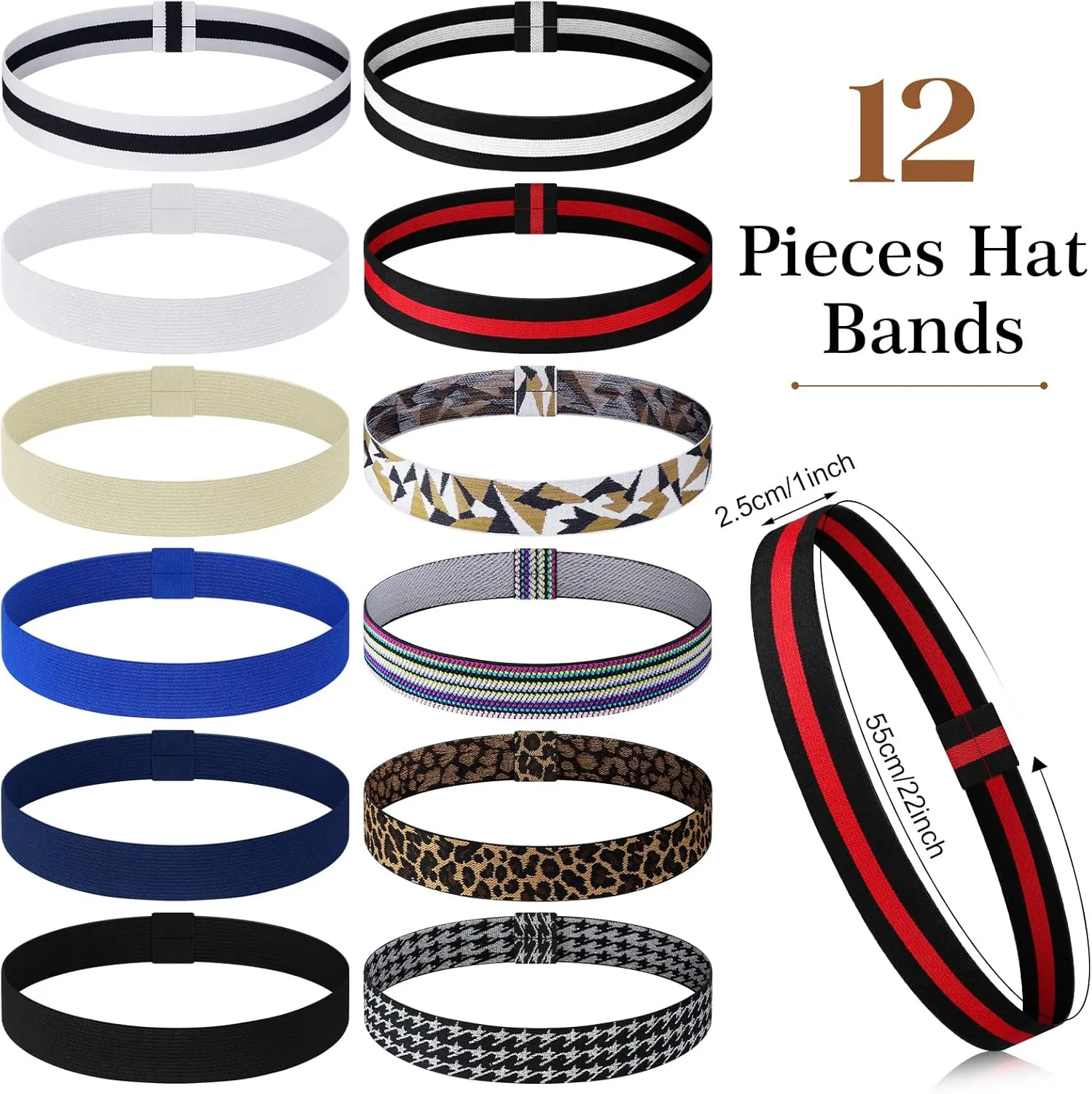 Xuhal 12 Pieces Stretchable Hat Band Ribbon Panama Western Cowboy Hat Bands for Women Men Straw Accessories