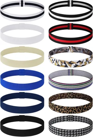 Xuhal 12 Pieces Stretchable Hat Band Ribbon Panama Western Cowboy Hat Bands for Women Men Straw Accessories