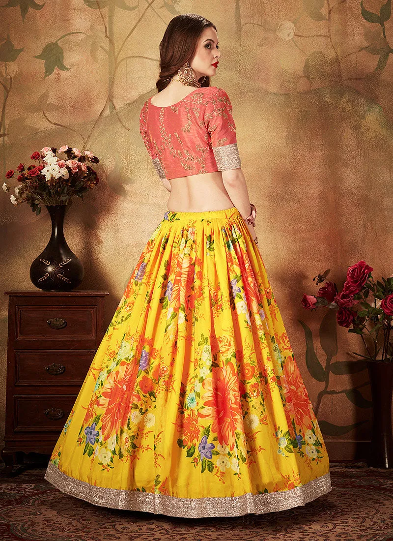 Yellow And Orange Designer Lehenga Choli