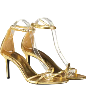ZARA Metallic Sandals With Oval Heel UK 6 EU 39 👠